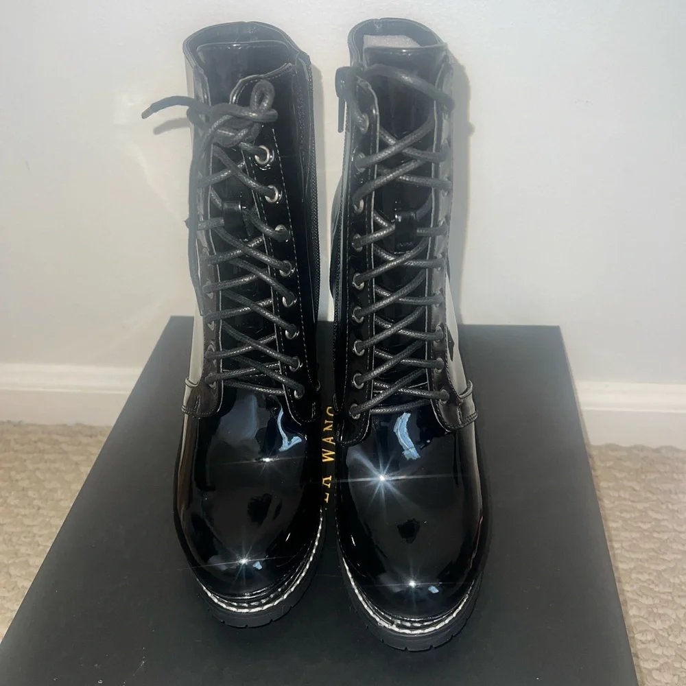 AZALEA WANG Freddie Chunky Lace Up booties SIZE: 8 - Picture 7 of 10